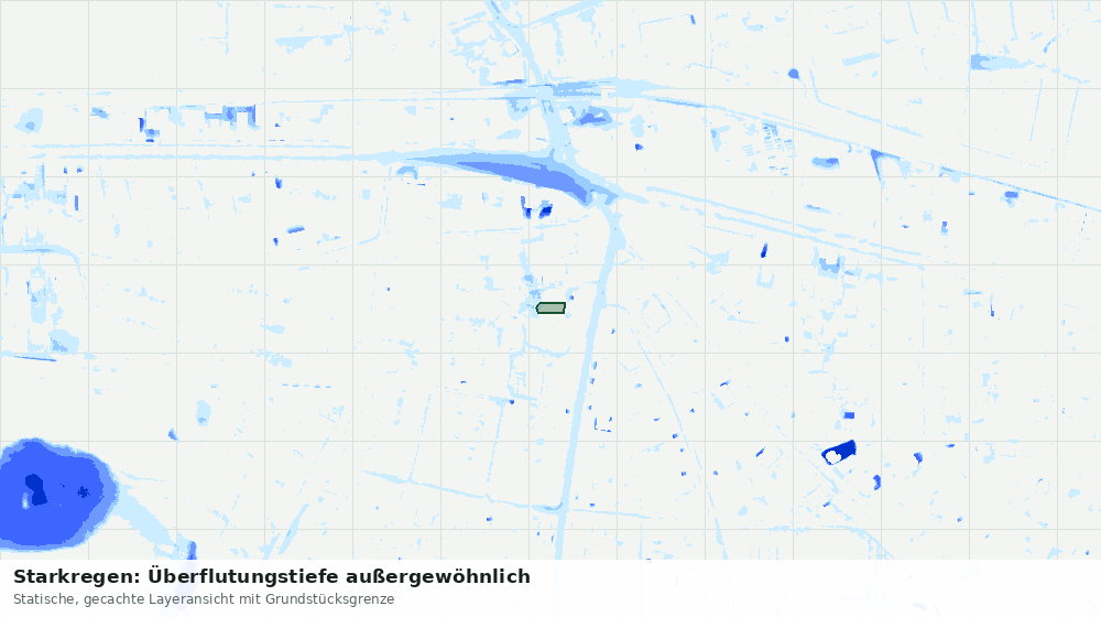 Statische Kartenansicht: Starkregen: Überflutungstiefe außergewöhnlich