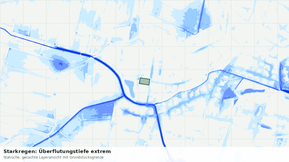 Statische Kartenansicht: Starkregen: Überflutungstiefe extrem