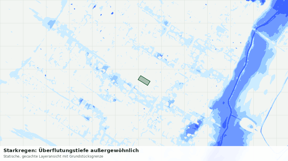 Statische Kartenansicht: Starkregen: Überflutungstiefe außergewöhnlich