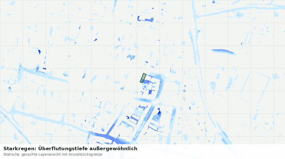 Statische Kartenansicht: Starkregen: Überflutungstiefe außergewöhnlich