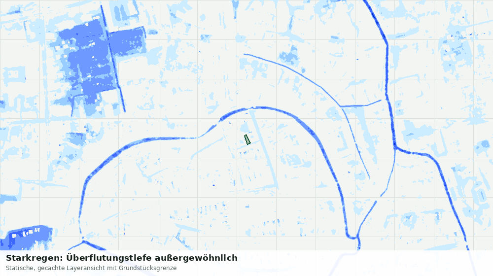 Statische Kartenansicht: Starkregen: Überflutungstiefe außergewöhnlich