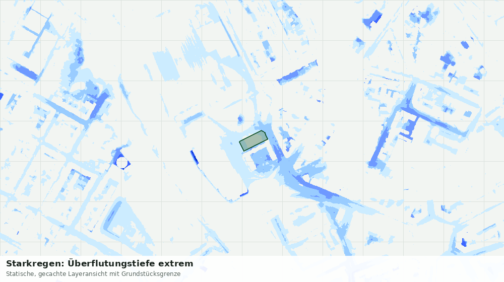 Statische Kartenansicht: Starkregen: Überflutungstiefe extrem