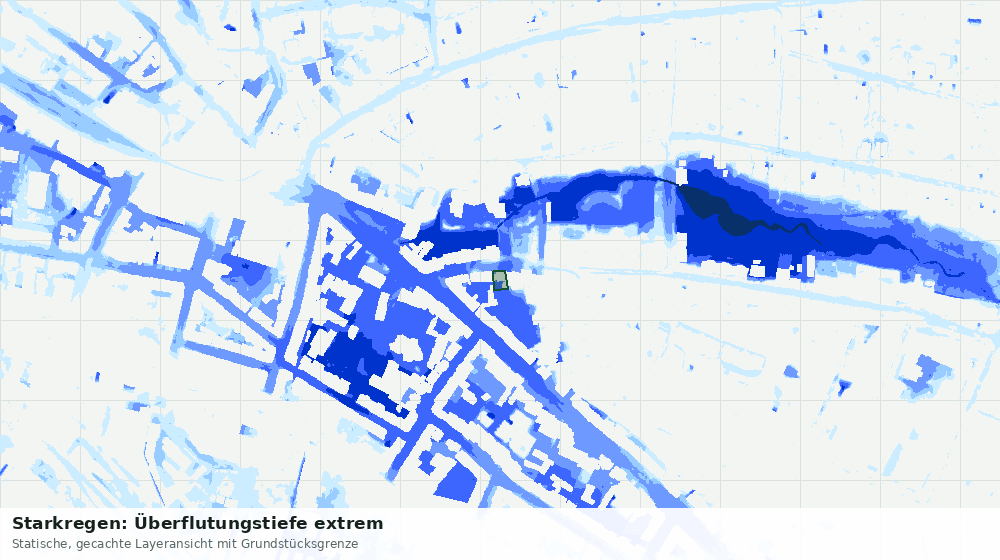 Statische Kartenansicht: Starkregen: Überflutungstiefe extrem