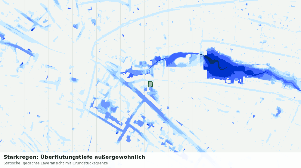 Statische Kartenansicht: Starkregen: Überflutungstiefe außergewöhnlich
