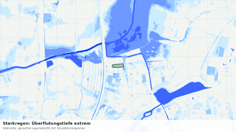 Statische Kartenansicht: Starkregen: Überflutungstiefe extrem