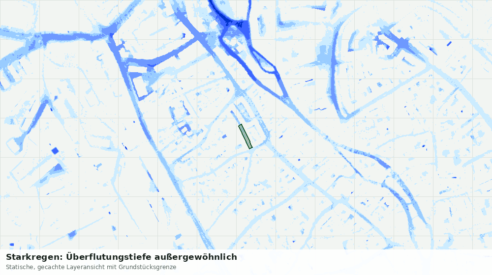 Statische Kartenansicht: Starkregen: Überflutungstiefe außergewöhnlich