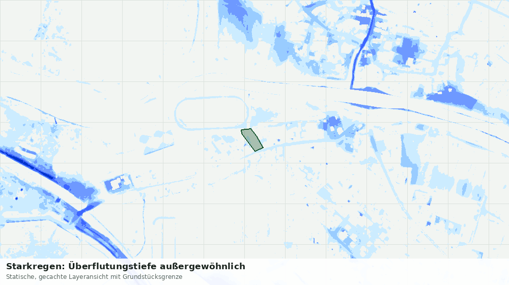 Statische Kartenansicht: Starkregen: Überflutungstiefe außergewöhnlich