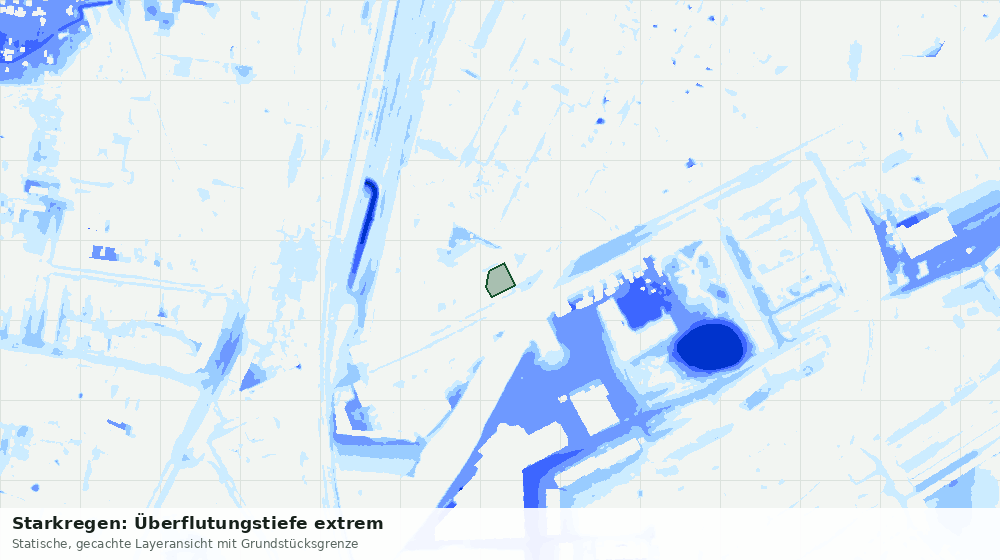 Statische Kartenansicht: Starkregen: Überflutungstiefe extrem