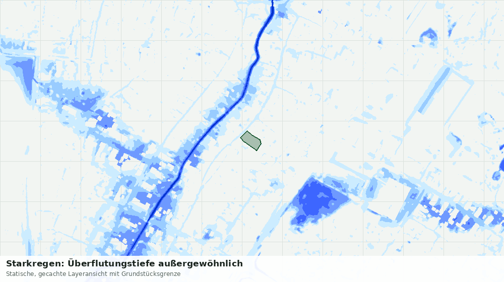 Statische Kartenansicht: Starkregen: Überflutungstiefe außergewöhnlich