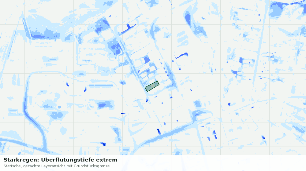 Statische Kartenansicht: Starkregen: Überflutungstiefe extrem