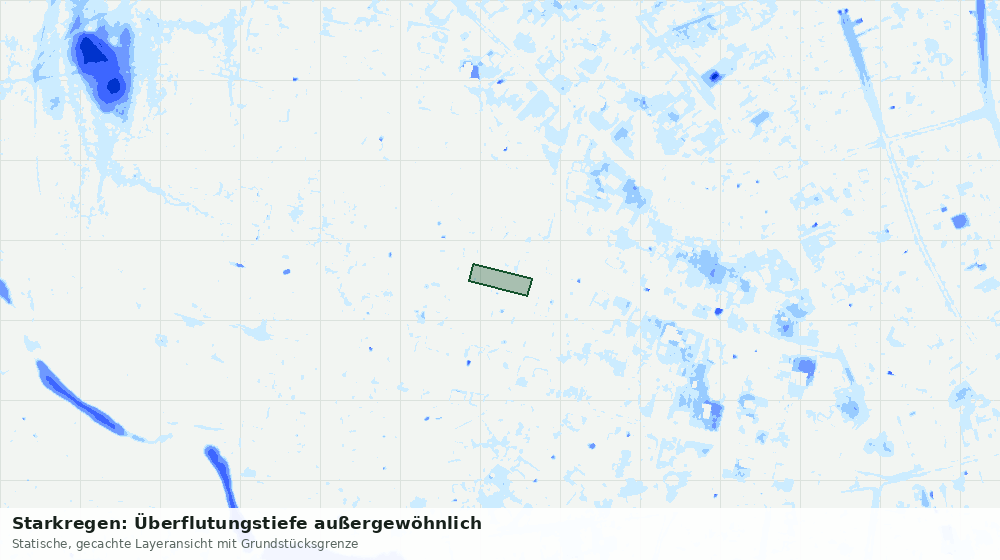 Statische Kartenansicht: Starkregen: Überflutungstiefe außergewöhnlich
