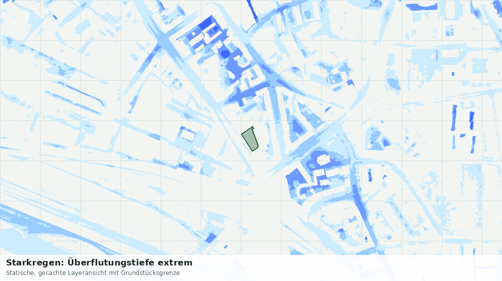 Statische Kartenansicht: Starkregen: Überflutungstiefe extrem