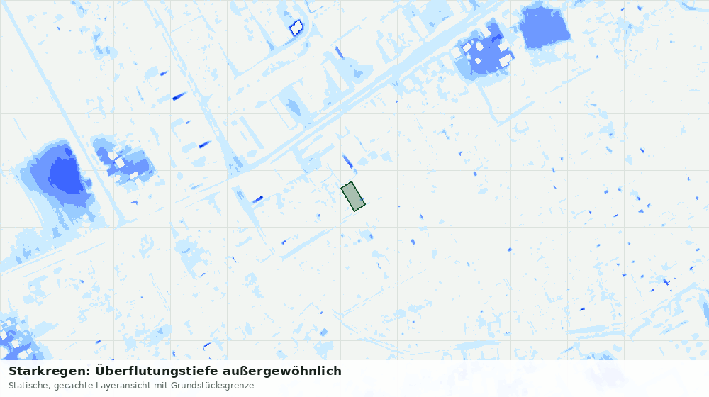 Statische Kartenansicht: Starkregen: Überflutungstiefe außergewöhnlich