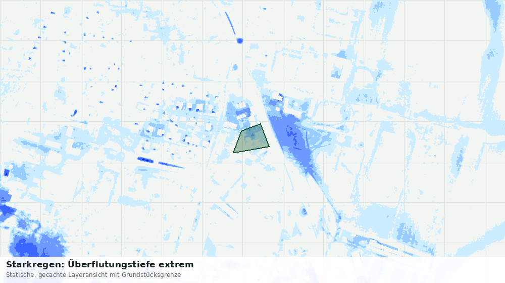 Statische Kartenansicht: Starkregen: Überflutungstiefe extrem