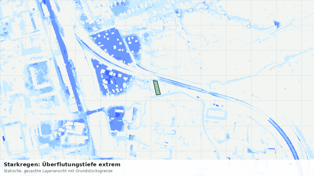 Statische Kartenansicht: Starkregen: Überflutungstiefe extrem
