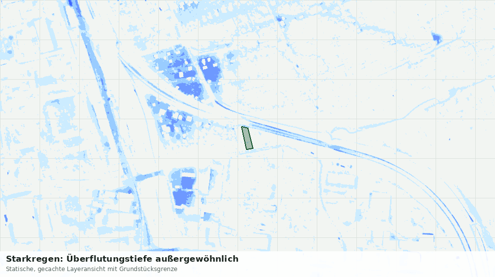 Statische Kartenansicht: Starkregen: Überflutungstiefe außergewöhnlich