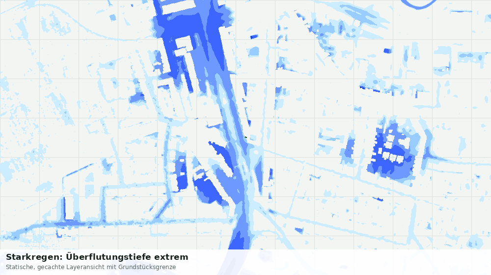Statische Kartenansicht: Starkregen: Überflutungstiefe extrem