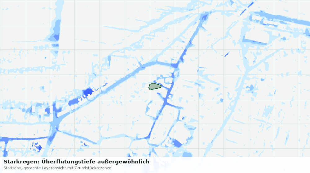 Statische Kartenansicht: Starkregen: Überflutungstiefe außergewöhnlich