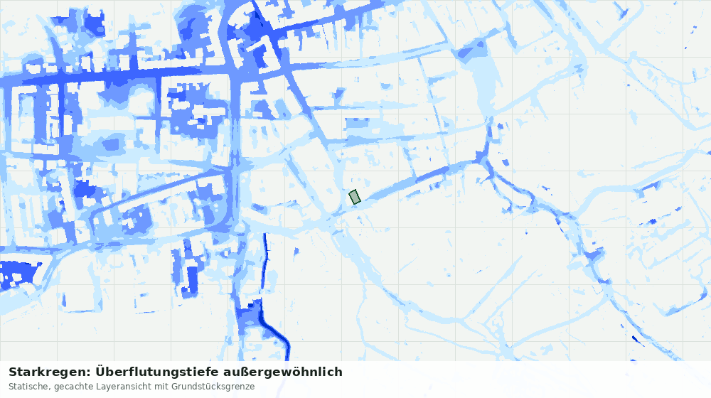 Statische Kartenansicht: Starkregen: Überflutungstiefe außergewöhnlich