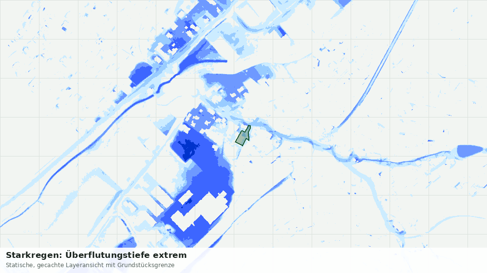 Statische Kartenansicht: Starkregen: Überflutungstiefe extrem