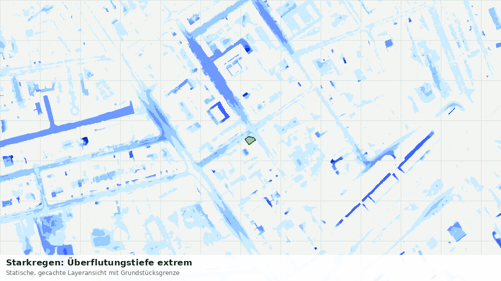 Statische Kartenansicht: Starkregen: Überflutungstiefe extrem