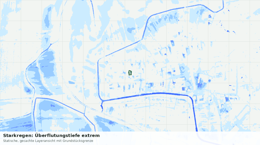 Statische Kartenansicht: Starkregen: Überflutungstiefe extrem