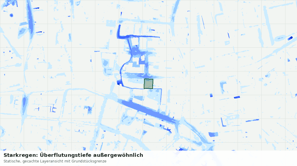 Statische Kartenansicht: Starkregen: Überflutungstiefe außergewöhnlich