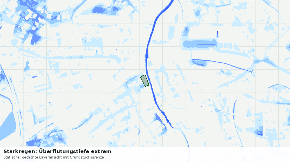Statische Kartenansicht: Starkregen: Überflutungstiefe extrem