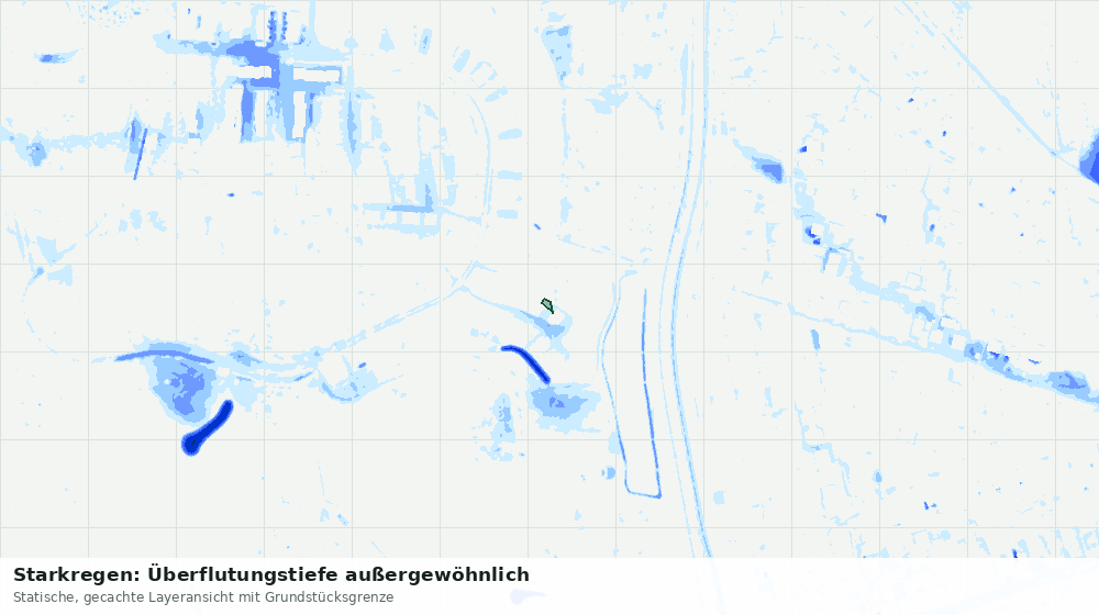 Statische Kartenansicht: Starkregen: Überflutungstiefe außergewöhnlich