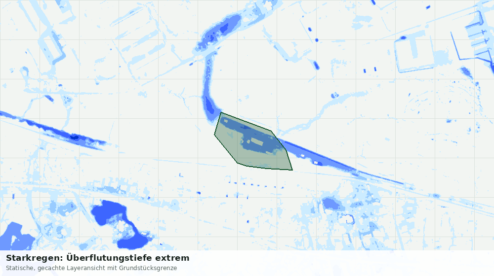 Statische Kartenansicht: Starkregen: Überflutungstiefe extrem