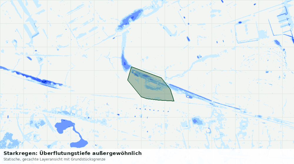 Statische Kartenansicht: Starkregen: Überflutungstiefe außergewöhnlich