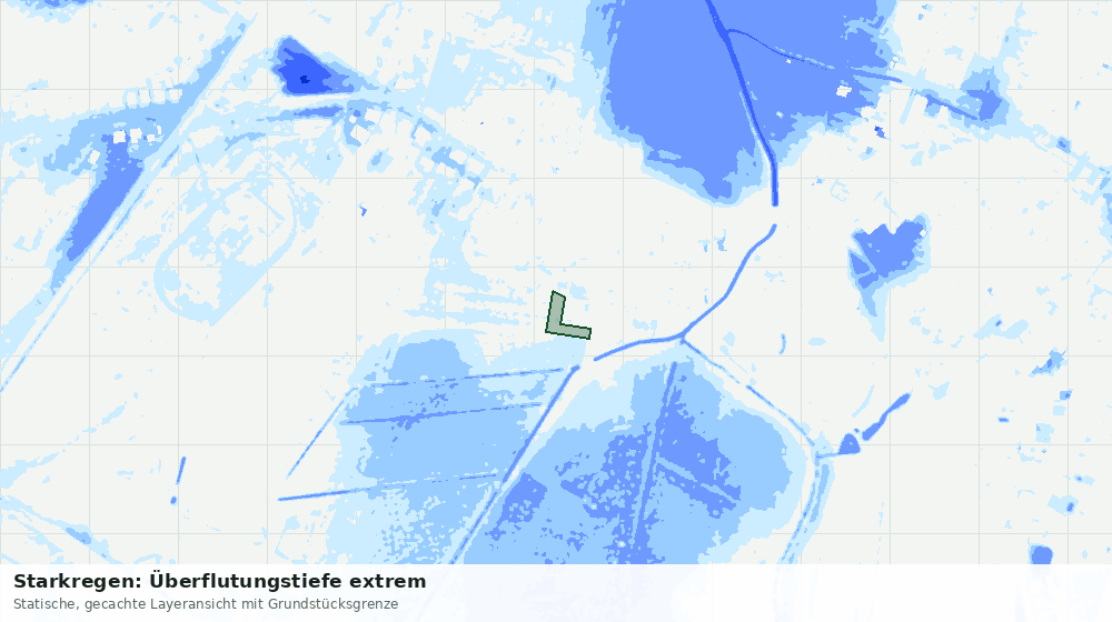 Statische Kartenansicht: Starkregen: Überflutungstiefe extrem