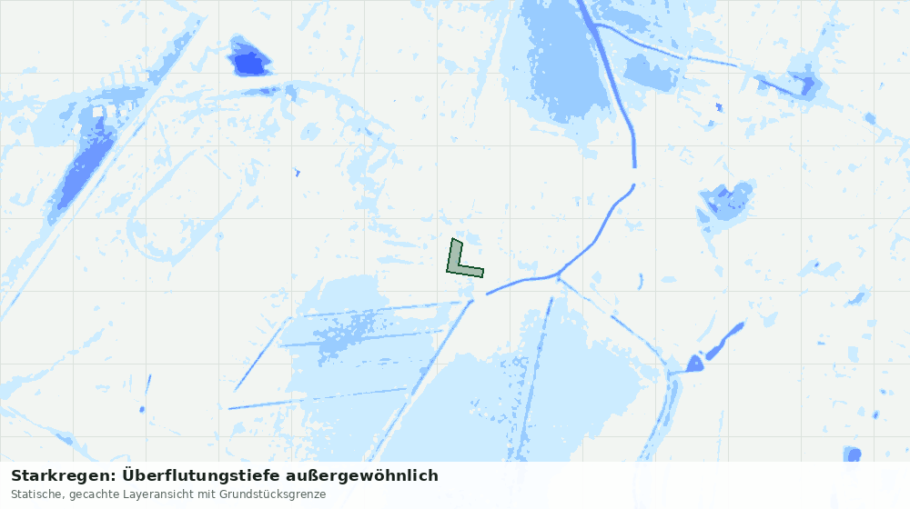 Statische Kartenansicht: Starkregen: Überflutungstiefe außergewöhnlich