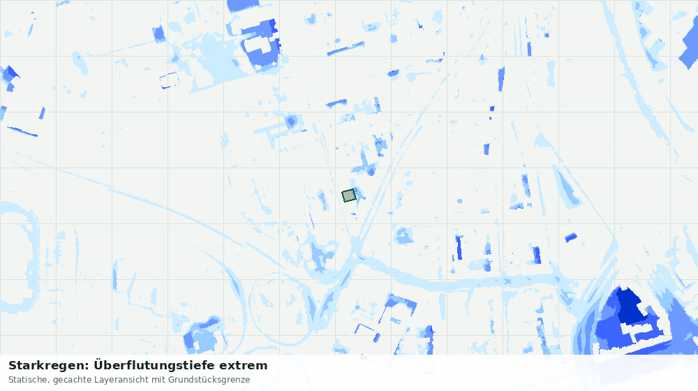 Statische Kartenansicht: Starkregen: Überflutungstiefe extrem