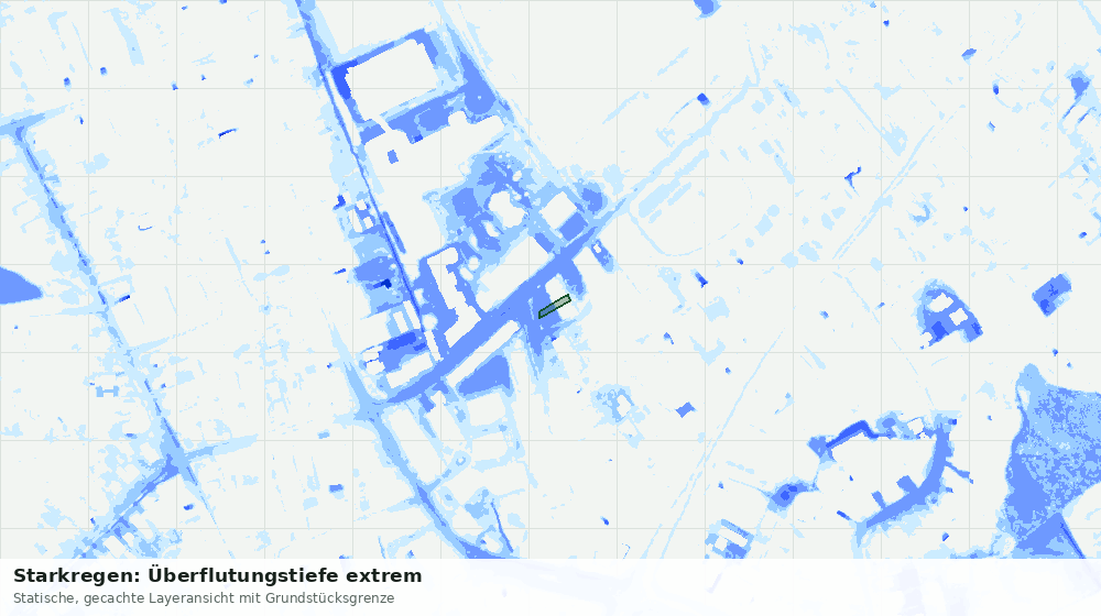 Statische Kartenansicht: Starkregen: Überflutungstiefe extrem