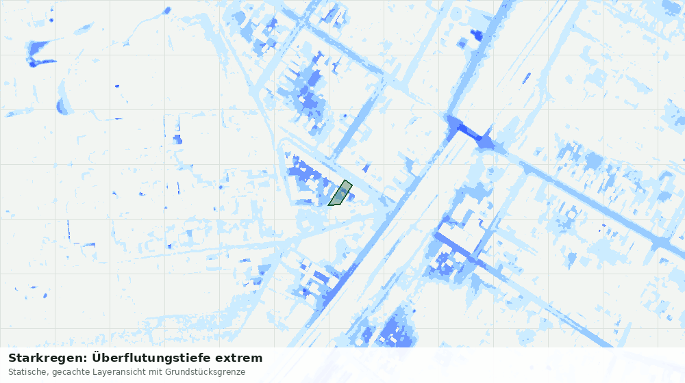 Statische Kartenansicht: Starkregen: Überflutungstiefe extrem