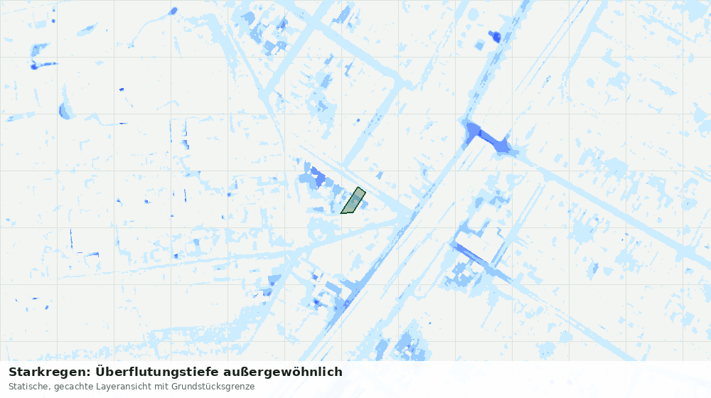 Statische Kartenansicht: Starkregen: Überflutungstiefe außergewöhnlich