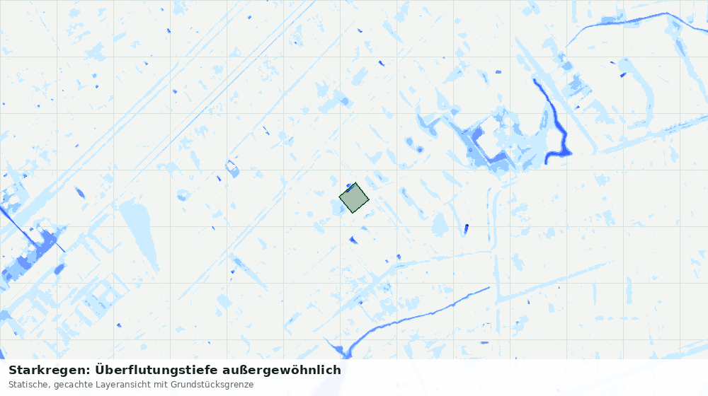 Statische Kartenansicht: Starkregen: Überflutungstiefe außergewöhnlich