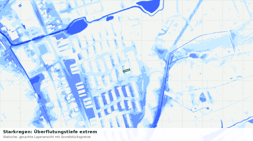 Statische Kartenansicht: Starkregen: Überflutungstiefe extrem