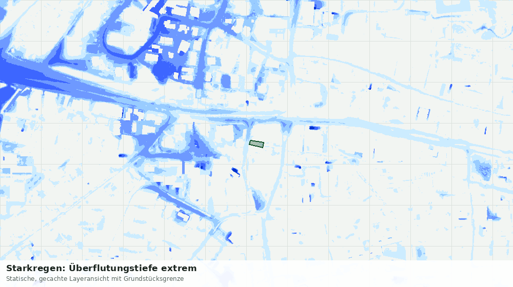 Statische Kartenansicht: Starkregen: Überflutungstiefe extrem