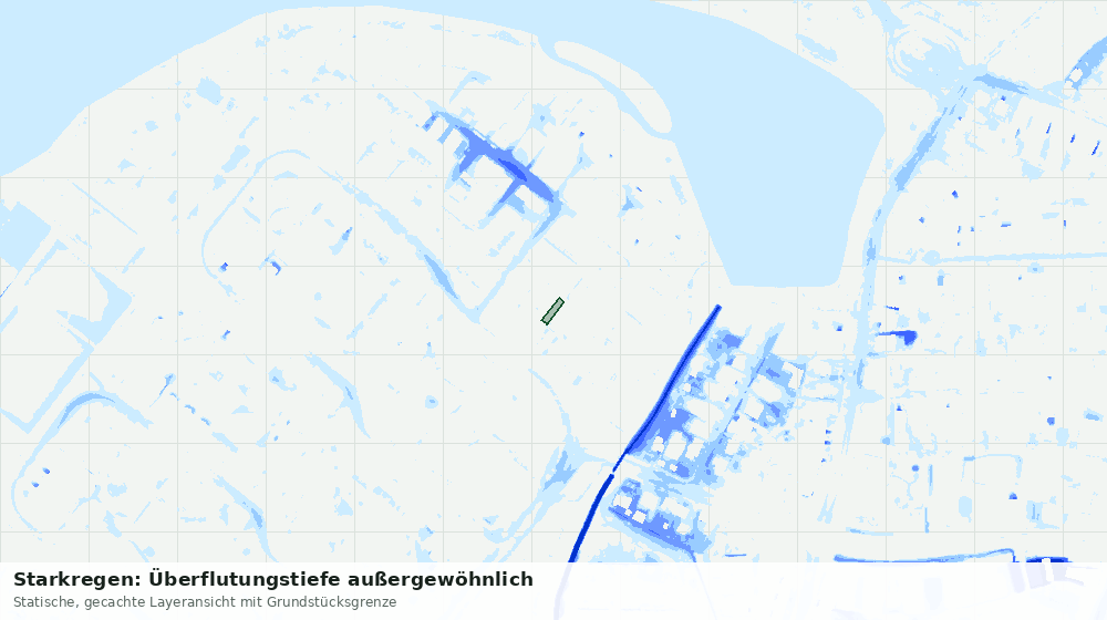 Statische Kartenansicht: Starkregen: Überflutungstiefe außergewöhnlich