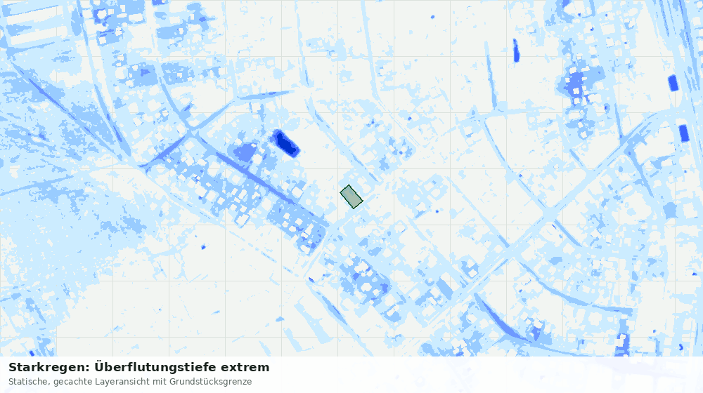 Statische Kartenansicht: Starkregen: Überflutungstiefe extrem