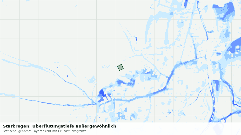 Statische Kartenansicht: Starkregen: Überflutungstiefe außergewöhnlich
