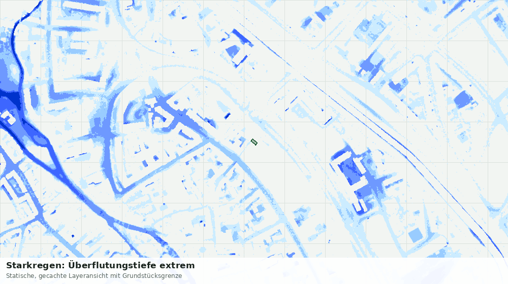 Statische Kartenansicht: Starkregen: Überflutungstiefe extrem