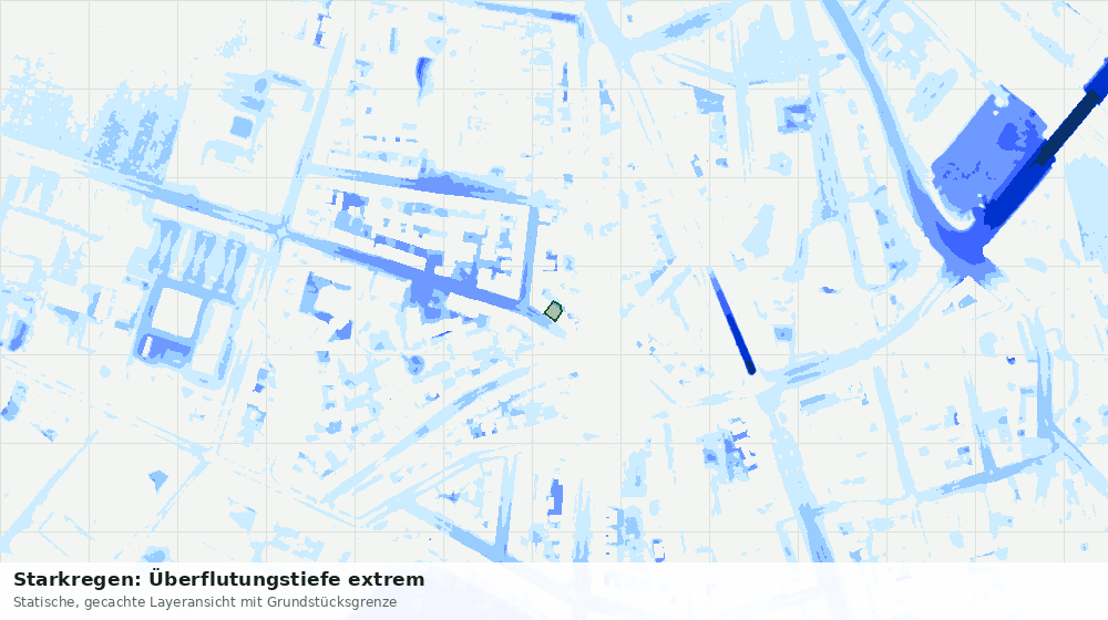 Statische Kartenansicht: Starkregen: Überflutungstiefe extrem