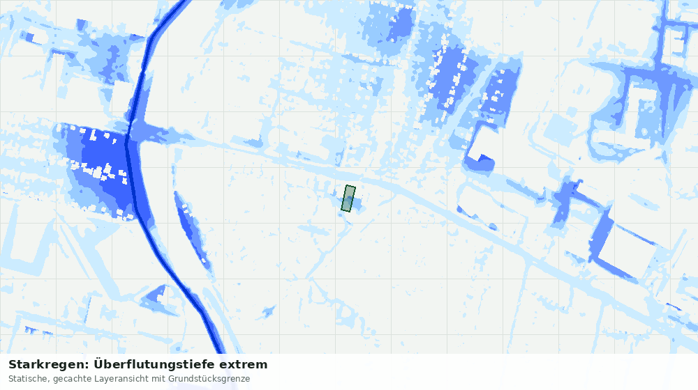 Statische Kartenansicht: Starkregen: Überflutungstiefe extrem