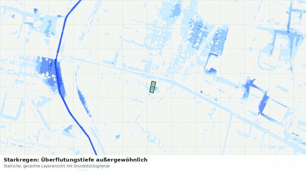 Statische Kartenansicht: Starkregen: Überflutungstiefe außergewöhnlich
