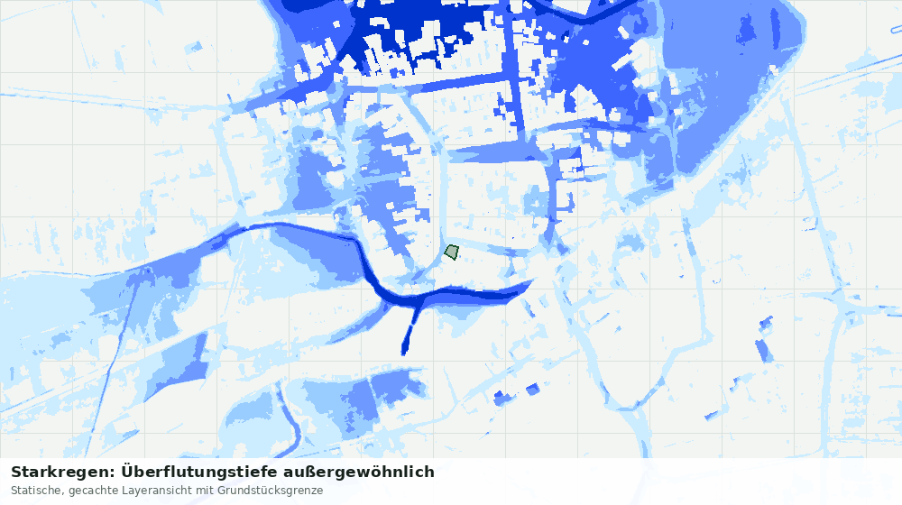 Statische Kartenansicht: Starkregen: Überflutungstiefe außergewöhnlich