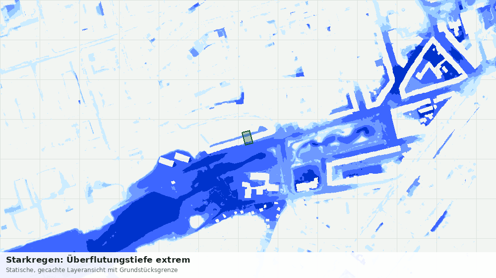 Statische Kartenansicht: Starkregen: Überflutungstiefe extrem