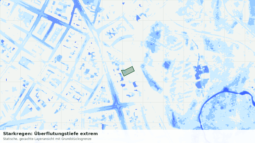 Statische Kartenansicht: Starkregen: Überflutungstiefe extrem